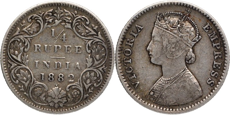 British India
Rupee 1/4 
Rupee 1/4
Silver Quarter Rupee Coin of Victoria Empr...