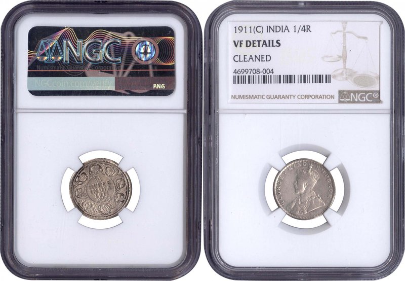British India
Rupee 1/4 
Rupee 1/4
Silver Quarter Rupee Coin of King George V...