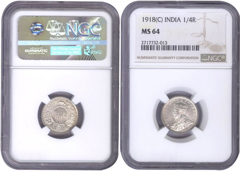 British India
Rupee 1/4 
Rupee 1/4
Silver Quarter Rupee Coin of King George V...