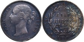 Silver Half Rupee Coin of Victoria Queen of Madras Mint of 1840.