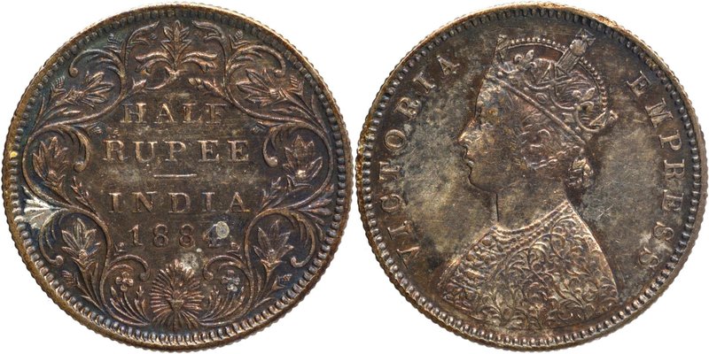 British India
Rupee 1/2 
Rupee 1/2
Silver Half Rupee MULE Coin of Victoria Em...