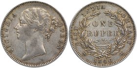 Silver One Rupee Coin of Victoria Queen of Madras Mint of 1840.