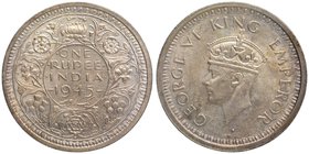 Silver One Rupee Coin of King George VI of Bombay Mint of 1945.