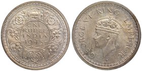Silver One Rupee Coin of King George VI of Bombay Mint of 1945.