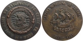 Rare Bronze Large Medallion of Fifth Birth Centenary of Vasco da Gama of Goa