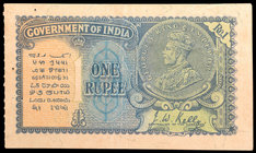 One Rupee Note of King George V signed by J.W. Kelly of 1935 E Prefix.
