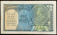 One Rupee Note of King George V signed by J.W. Kelly of 1935 A Prefix.