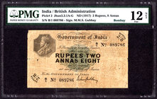 PMG Graded Rare Two Rupees and Eight Annas Note of King George V signed by M.M.S. Gubbay of 1917.