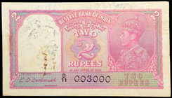 Two Rupees Bank Note of King George VI signed by C.D. Deshmukh of 1943.