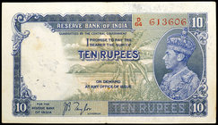 Ten Rupees Bank Note of King George VI signed by J.B. Taylor of 1938.