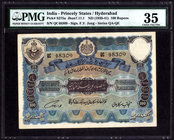 PMG Graded Very Rare One Hundred Rupees Note signed by Fakhr Yar Jung of Hyderabad State of 1939.