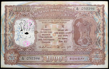 Rare One Thousand Rupees Bank Notes of signed by K.R. Puri of Bombay Circle of Republic India of 1975.