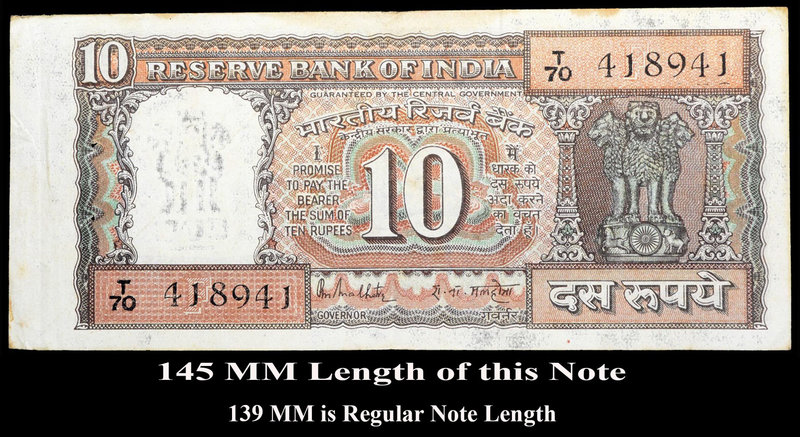 Republic India
0010 Rupees
6 MM Extra length Paper in Ten Rupees Bank Note sig...