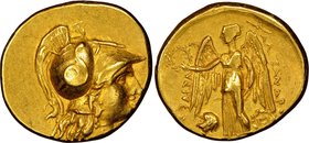 MACEDONIAN KINGDOM. Alexander III the Great (336-323 BC). Imitative AV stater (19mm, 8.50 gm, 7h). NGC Choice XF 4/5 - 4/5. Contemporary imitation of ...