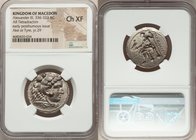 MACEDONIAN KINGDOM. Alexander III the Great (336-323 BC). AR tetradrachm (26mm, 5h). NGC Choice XF. Early posthumous issue of Tyre, dated Regnal Year ...