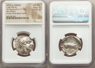 ATTICA. Athens. Ca. 440-404 BC. AR tetradrachm (26mm, 17.17 gm, 8h). NGC Choice AU 5/5 - 4/5. Mid-mass coinage issue. Head of Athena right, wearing cr...