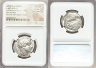ATTICA. Athens. Ca. 440-404 BC. AR tetradrachm (26mm, 17.14 gm, 7h). NGC Choice XF 5/5 - 5/5. Mid-mass coinage issue. Head of Athena right, wearing cr...