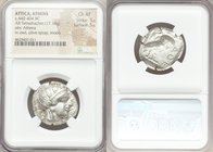 ATTICA. Athens. Ca. 440-404 BC. AR tetradrachm (25mm, 17.18 gm, 7h). NGC Choice XF 5/5 - 5/5. Mid-mass coinage issue. Head of Athena right, wearing cr...