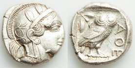 ATTICA. Athens. Ca. 440-404 BC. AR tetradrachm (23mm, 17.19 gm, 7h). XF. Mid-mass coinage issue. Head of Athena right, wearing crested Attic helmet or...