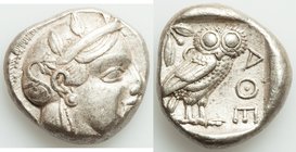 ATTICA. Athens. Ca. 440-404 BC. AR tetradrachm (24mm, 16.65 gm, 3h). XF. Mid-mass coinage issue. Head of Athena right, wearing crested Attic helmet or...