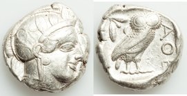 ATTICA. Athens. Ca. 440-404 BC. AR tetradrachm (23mm, 17.25 gm, 1h). VF. Mid-mass coinage issue. Head of Athena right, wearing crested Attic helmet or...
