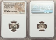 CARIAN ISLANDS. Rhodes. Ca. early 2nd century BC. AR drachm (17mm, 3.02 gm, 11h). NGC Choice AU 5/5 - 4/5. 'Plinthophoric' coinage, Damatrius, magistr...
