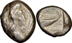 LYCIA. Phaselis. Ca. 530-500 BC. AR stater (20mm, 10h). NGC VF. Prow of galley left in the form of a forepart of a boar / ΦΑΣ, Stern of galley right w...