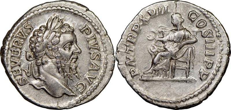 Septimius Severus (AD 193-211). AR denarius. NGC Choice XF. Rome, AD 211. SEVERV...