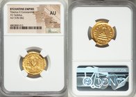 Tiberius II Constantine (AD 578-582). AV solidus (21mm, 7h). NGC AU, flan flaw. Constantinople, 2nd officina, AD 579-582. d m TIb CONS-TANT PP AVG, cu...