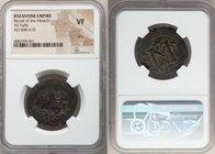 Revolt of the Heraclii (AD 608-610). AE follis (28mm, 6h). NGC VF, bent. Alexandria mint, 1st officina, dated Indictional Year 14 (AD 610). Facing bus...