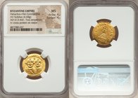 Heraclius (AD 610-641) and Heraclius Constantine. AV solidus (21mm, 4.44 gm, 7h). NGC MS 4/5 - 4/5. Constantinople, 1st officina, ca. AD 616-625. d d ...