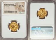 Heraclius (AD 610-641) and Heraclius Constantine. AV solidus (20mm, 7h). NGC Choice AU. Constantinople, 5th officina, ca. AD 616-625. d d N N hЄRACLIЧ...