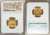Heraclius (AD 610-641) and Heraclius Constantine. AV solidus (20mm, 4.46 gm, 6h). NGC MS 4/5 - 4/5. Constantinople, 7th officina, AD 629-631. d d N N ...