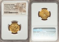 Heraclius (AD 610-641) and Heraclius Constantine. AV solidus (21mm, 4.39 gm, 5h). NGC MS 3/5 - 4/5. Constantinople, 9th officina, AD 629-631. d d N N ...