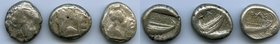 ANCIENT LOTS. Greek. Lycia. Phaselis. Ca. 500-440 BC. Lot of three (3) AR staters. Fine-About VF. Includes: (3) Prow of galley left in the form of a f...