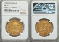 Maria I & Pedro III gold 6400 Reis 1785-R AU53 NGC, Rio de Janeiro mint, KM199.2. Ex. Santa Cruz Collection

HID09801242017