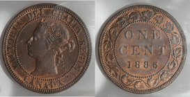 4-Piece Lot of Certified Assorted Cents ICCS, 1) Victoria Cent 1886 - MS63 Red and Brown, London mint, KM7. Obverse 2 2) Victoria Cent 1896 - MS64 Red...