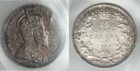 Edward VII "Large Crown" 25 Cents 1906 AU55 ICCS, London mint, KM11. Variety with the Large Crown. A condition-sensitive rarity within this series tha...