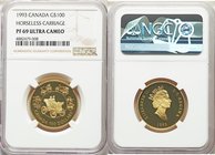 Elizabeth II gold Proof 100 Dollars 1993 PR69 Ultra Cameo NGC, Royal Canadian Mint, KM245. Antique automobiles. AGW 0.2499 oz. 

HID09801242017