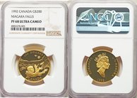 Elizabeth II gold Proof 200 Dollars 1992 PR68 Ultra Cameo NGC, Royal Canadian Mint, KM230. Niagara Falls commemorative. AGW 0.5049 oz. 

HID0980124201...