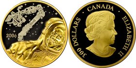 Elizabeth II gold Proof 300 Dollars 2006 PR69 Ultra Cameo NGC, Ottawa mint, KM678. Mintage: 581. Hologram of Canadarm, Col. C. Hadfield in spacewalk. ...
