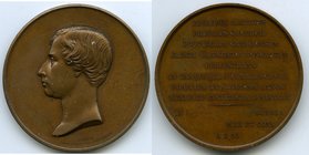 Victoria copper "School Prize" Medal MDCCCLX (1860) UNC, Breton-107, Leroux-838. 55.5mm. 79.90gm. By Caque. Medal instituted during the visit of the P...