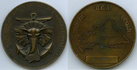 Republic bronze "Award" Medal ND (c. 1960) XF, 72.8mm. 136.94gm. By Guymo Paris. ELEMENTS FRANCAISE D' ASSISTANCE OPERATIONNELL Elephant head facing, ...