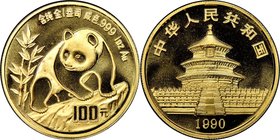People's Republic gold "Large Date" Panda 100 Yuan (1 oz) 1990 MS67 NGC, KM272. AGW 0.9999 oz.

HID09801242017