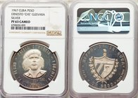 Republic silver Proof "Ernesto Che Guevara" Medallic Peso 1967 PR63 Cameo NGC, KMX-M31a. 40mm. 24.00gm. Issued by Central de Numismatica y Medallistic...