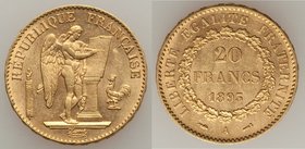 Republic gold 20 Francs 1893-A AU, Paris mint, KM825. 21.8mm. 6.45gm. The American Historic Society cardboard holder included. AGW 0.1867 oz. 

HID098...