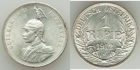 German Colony. Wilhelm II Rupie 1912-J AU, Hamburg mint, KM10. 30.6mm. 11.65gm. 

HID09801242017