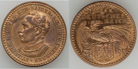 Prussia. Wilhelm II Pair of Uncertified Goetz Patterns, 1) 2 Mark 1913 - Proof (Spots), Schaaf-111/G3. 28.3mm. 8.74gm. 2) 3 Mark 1913 - Proof (Spots),...