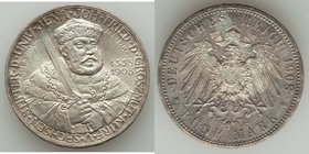 Saxe-Weimar-Eisenach. Wilhelm Ernst 5 Mark 1908-A UNC, Berlin mint, KM220. Struck to commemorate the 350th anniversary of the University of Jena. Bril...