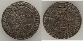 Saxony. Johann Georg I 1/8 Taler 1617 XF, Dresden mint, KM93. 24.8mm. 3.56gm. 100th year anniversary of the reformation. Old cabinet olive-black tonin...